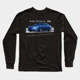 elon model s modified plaid dad blue Long Sleeve T-Shirt